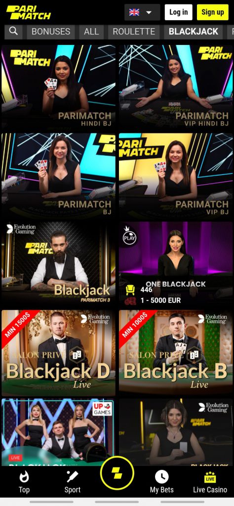 parimatch app blackjack