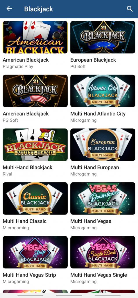 1xBet app blackjack