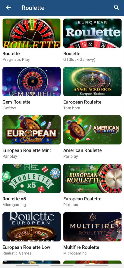 1xBet app roulette