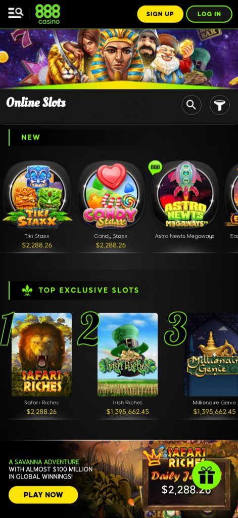888 casino app games