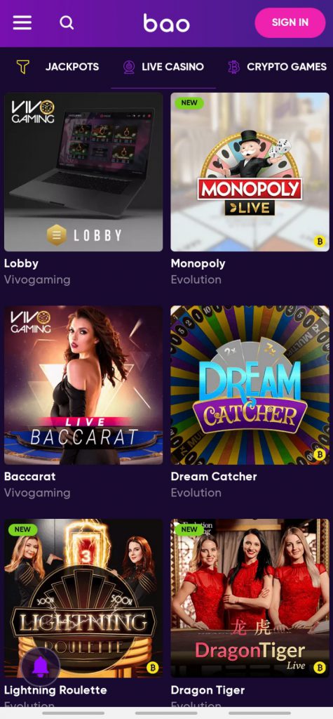 Bao casino app live casino