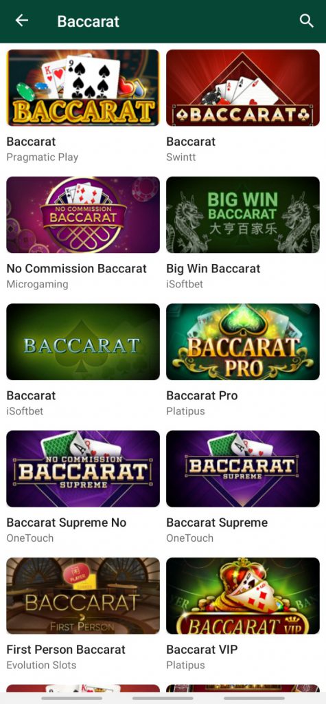 Betwinner app Baccarat