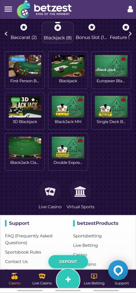 Betzest app blackjack