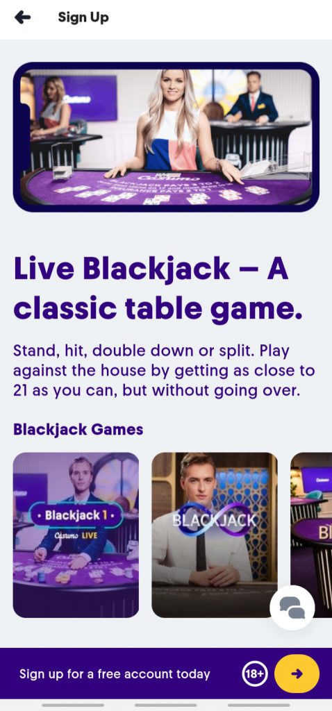 Casumo app Blackjack