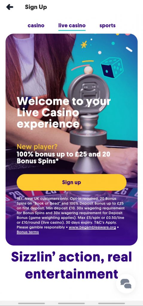 Casumo app live casino