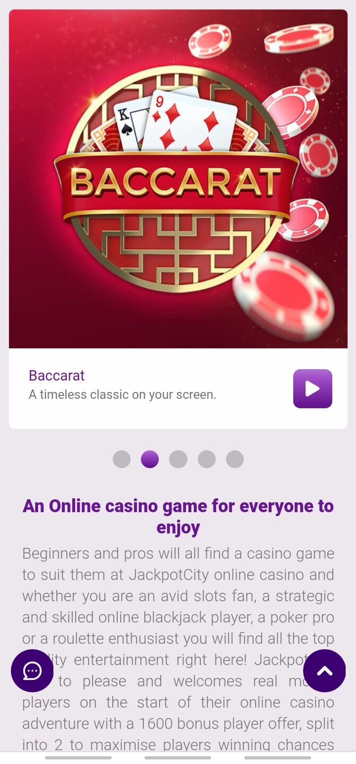 JackpotCity app baccarat