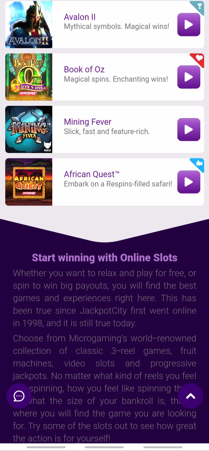 JackpotCity app slots