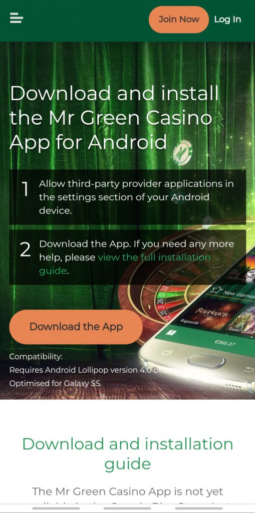 Mr Green app download