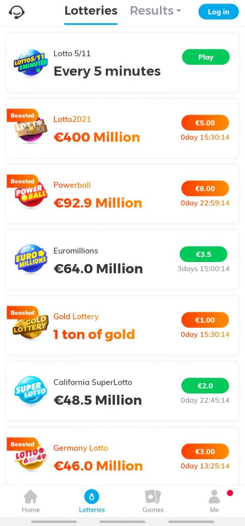Multilotto app lotteries