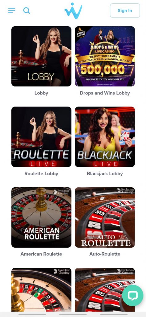 Winning Days app live casino