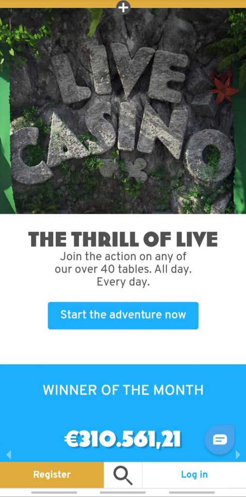 Wunderino app live casino