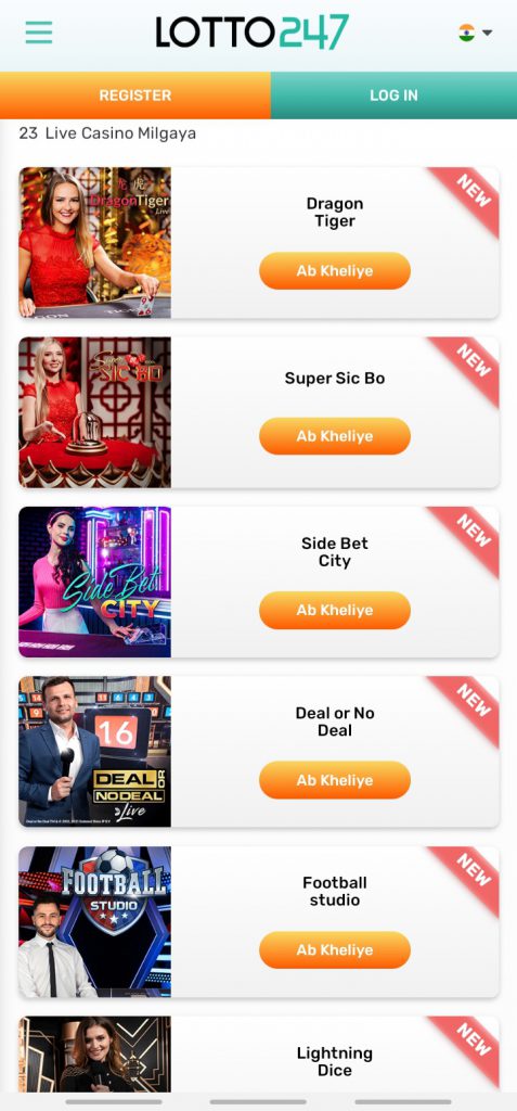 Lotto247 app live casino