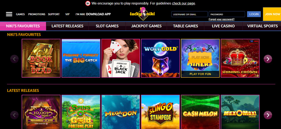 LuckyNiki Casino Games